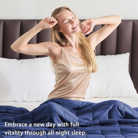 Cooling Weighted Blanket 15 LB Multi Sizes - Blue - Picture 3 of 6